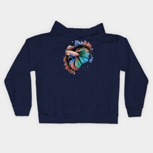 Betta Fish Watercolor Painting Kids Hoodie